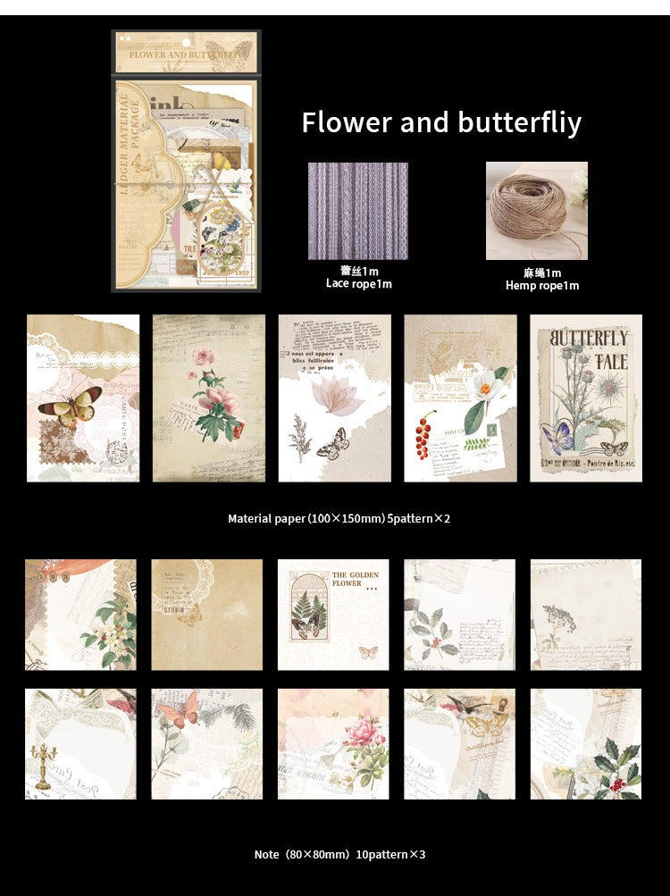 90-Piece Vintage Junk Journal Ephemera Pack – 4 Themed Designs, DIY Scrapbooking & Journaling Supplies