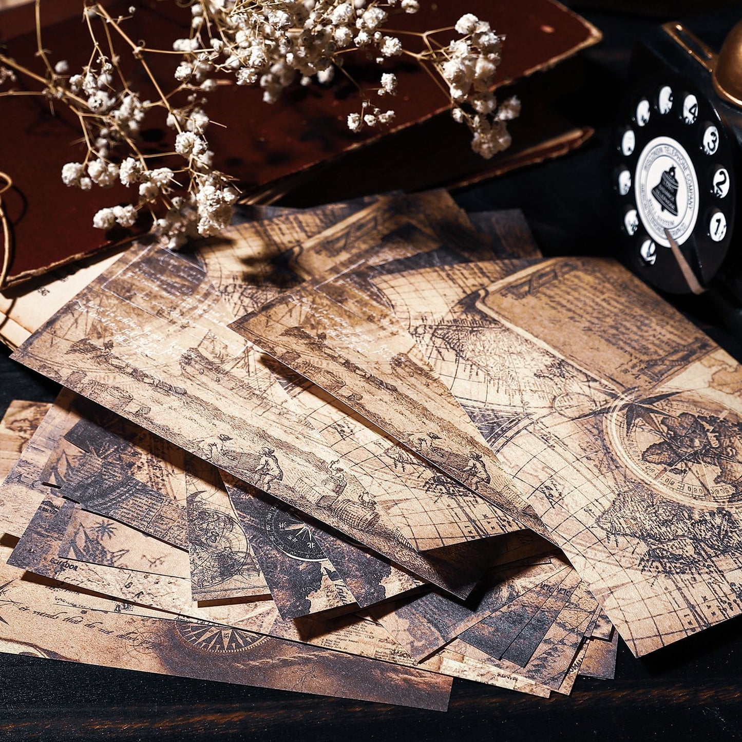 20-Piece Vintage Ocean Ephemera Pack – 4 Themed Designs, Nautical Junk Journal & Scrapbooking Supplies