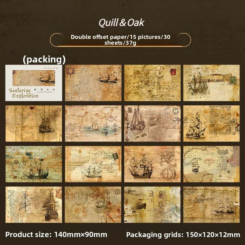 20-Piece Vintage Ocean Ephemera Pack – 4 Themed Designs, Nautical Junk Journal & Scrapbooking Supplies