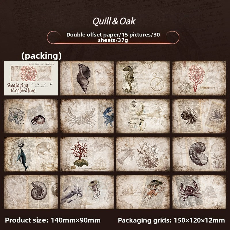 20-Piece Vintage Ocean Ephemera Pack – 4 Themed Designs, Nautical Junk Journal & Scrapbooking Supplies