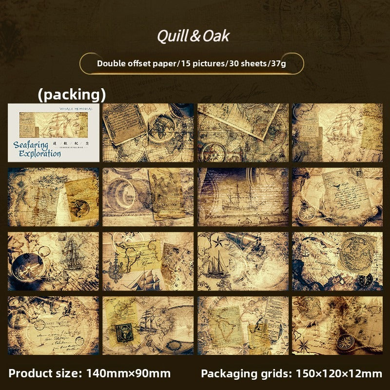 20-Piece Vintage Ocean Ephemera Pack – 4 Themed Designs, Nautical Junk Journal & Scrapbooking Supplies