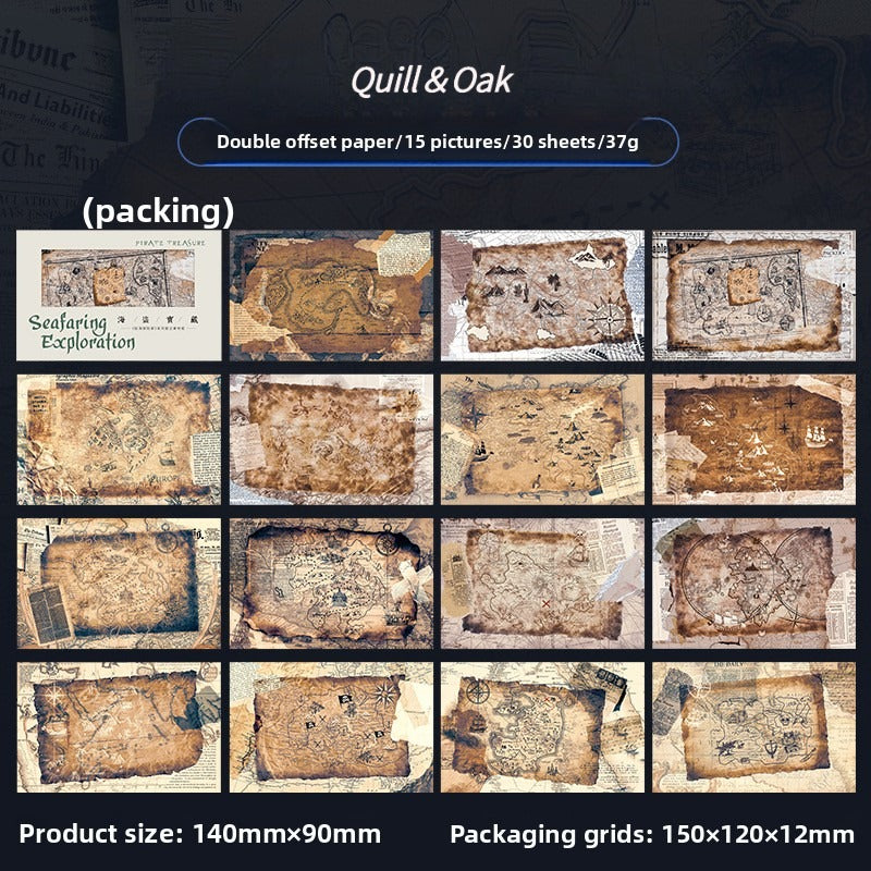 20-Piece Vintage Ocean Ephemera Pack – 4 Themed Designs, Nautical Junk Journal & Scrapbooking Supplies