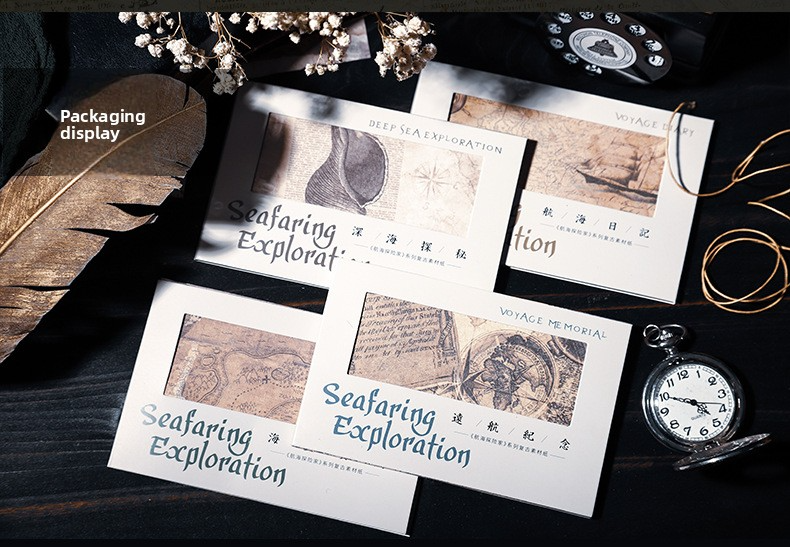 20-Piece Vintage Ocean Ephemera Pack – 4 Themed Designs, Nautical Junk Journal & Scrapbooking Supplies