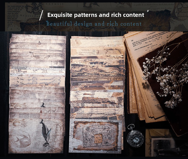 20-Piece Vintage Ocean Ephemera Pack – 4 Themed Designs, Nautical Junk Journal & Scrapbooking Supplies