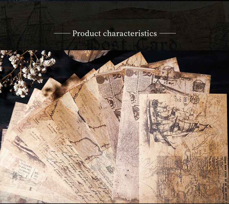 20-Piece Vintage Ocean Ephemera Pack – 4 Themed Designs, Nautical Junk Journal & Scrapbooking Supplies