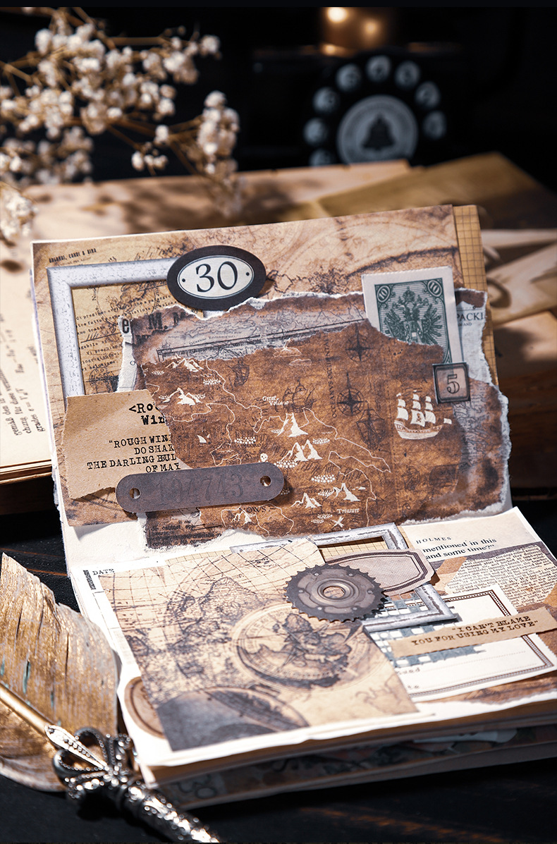 20-Piece Vintage Ocean Ephemera Pack – 4 Themed Designs, Nautical Junk Journal & Scrapbooking Supplies