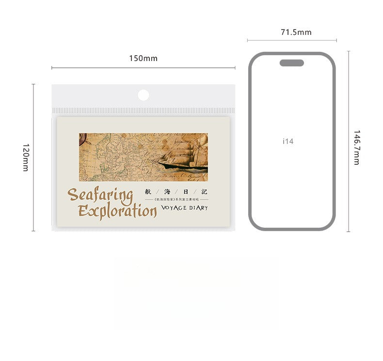 20-Piece Vintage Ocean Ephemera Pack – 4 Themed Designs, Nautical Junk Journal & Scrapbooking Supplies