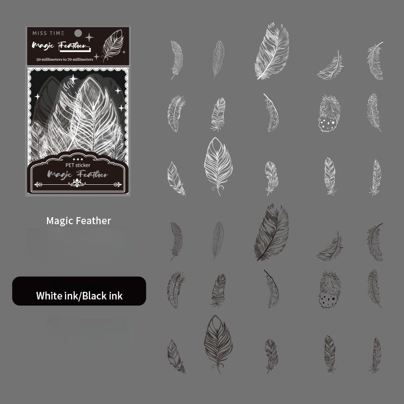 PET Sticker Pack – Romantic Eternal Series, 30 Sheets / 6 Designs, White Ink Lace Journaling & Scrapbooking Supplies