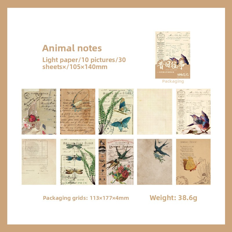 30-Piece "Beautiful Day" Vintage Ephemera Pack – "Days of Yore" Series, 6 Themed Designs, DIY Journaling & Scrapbooking Background Paper