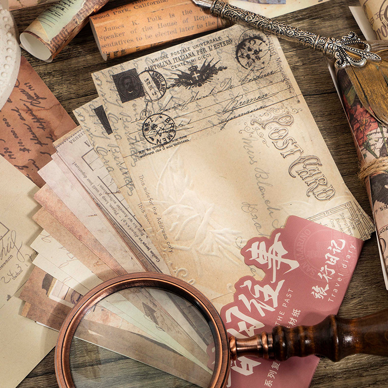 30-Piece "Beautiful Day" Vintage Ephemera Pack – "Days of Yore" Series, 6 Themed Designs, DIY Journaling & Scrapbooking Background Paper