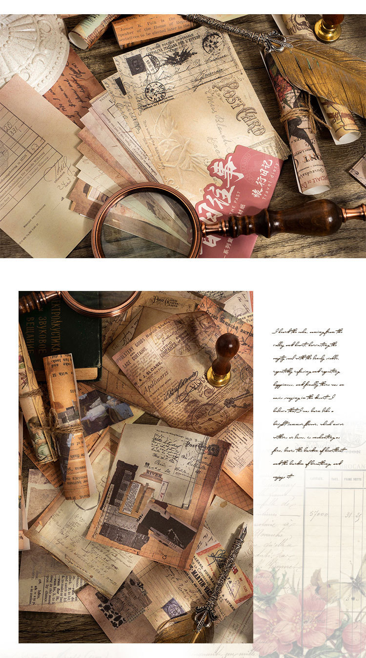 30-Piece "Beautiful Day" Vintage Ephemera Pack – "Days of Yore" Series, 6 Themed Designs, DIY Journaling & Scrapbooking Background Paper