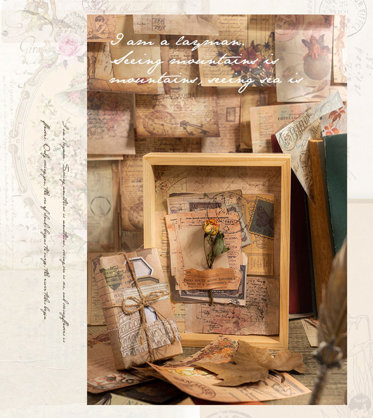 30-Piece "Beautiful Day" Vintage Ephemera Pack – "Days of Yore" Series, 6 Themed Designs, DIY Journaling & Scrapbooking Background Paper