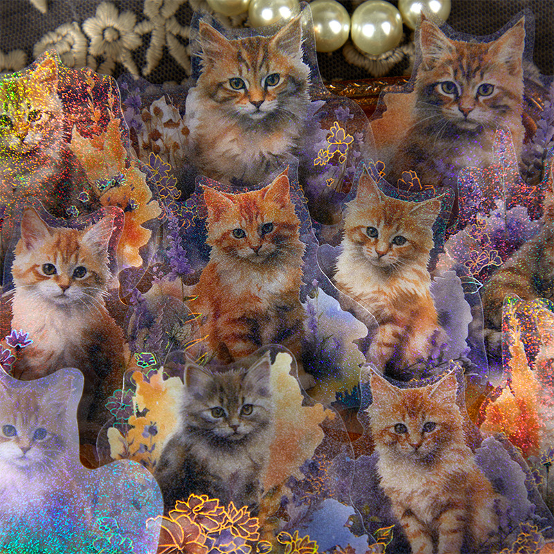 45-Piece Cat Themed Ephemera Pack – 6 Adorable Designs, Vintage Journaling & Scrapbooking Supplies