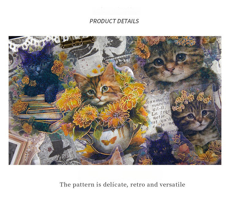 45-Piece Cat Themed Ephemera Pack – 6 Adorable Designs, Vintage Journaling & Scrapbooking Supplies