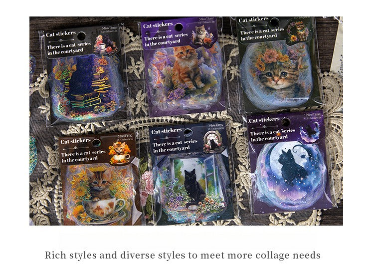 45-Piece Cat Themed Ephemera Pack – 6 Adorable Designs, Vintage Journaling & Scrapbooking Supplies