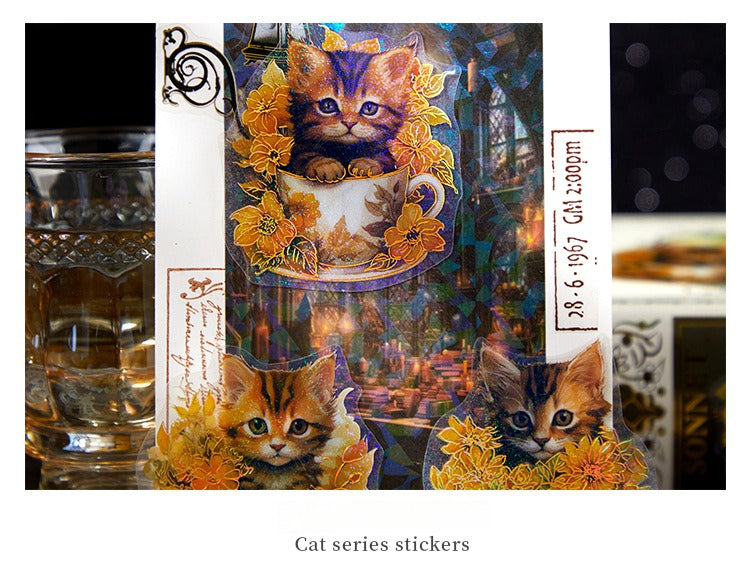 45-Piece Cat Themed Ephemera Pack – 6 Adorable Designs, Vintage Journaling & Scrapbooking Supplies