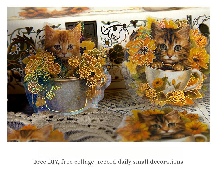 45-Piece Cat Themed Ephemera Pack – 6 Adorable Designs, Vintage Journaling & Scrapbooking Supplies