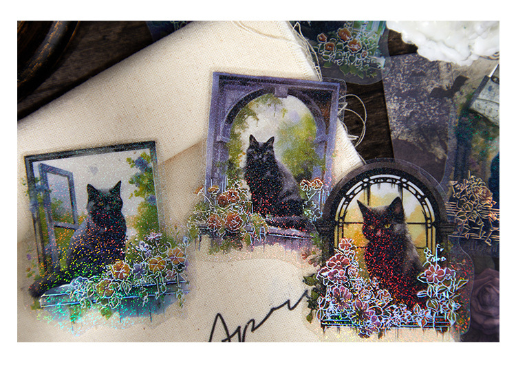 45-Piece Cat Themed Ephemera Pack – 6 Adorable Designs, Vintage Journaling & Scrapbooking Supplies