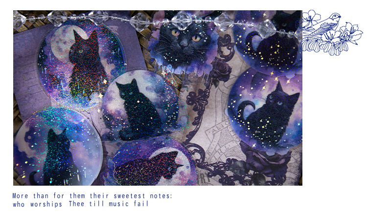 45-Piece Cat Themed Ephemera Pack – 6 Adorable Designs, Vintage Journaling & Scrapbooking Supplies