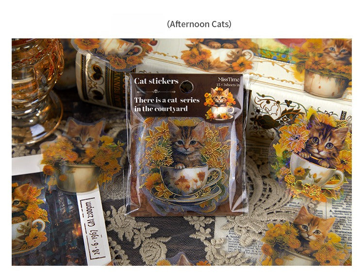 45-Piece Cat Themed Ephemera Pack – 6 Adorable Designs, Vintage Journaling & Scrapbooking Supplies