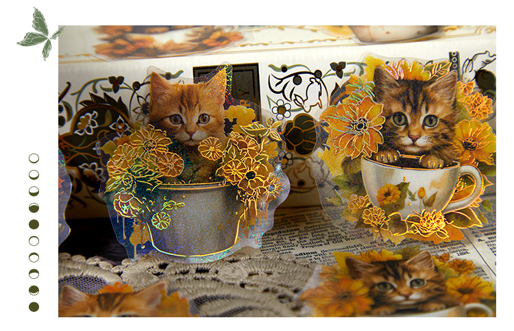 45-Piece Cat Themed Ephemera Pack – 6 Adorable Designs, Vintage Journaling & Scrapbooking Supplies