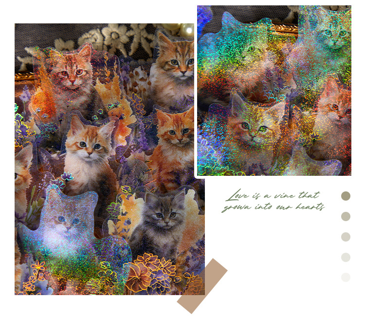 45-Piece Cat Themed Ephemera Pack – 6 Adorable Designs, Vintage Journaling & Scrapbooking Supplies