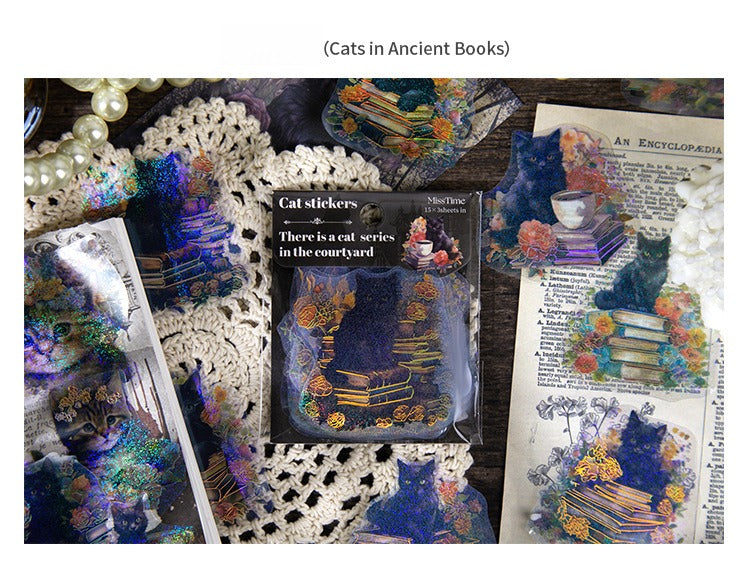 45-Piece Cat Themed Ephemera Pack – 6 Adorable Designs, Vintage Journaling & Scrapbooking Supplies