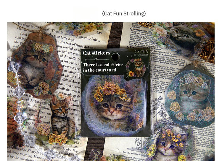 45-Piece Cat Themed Ephemera Pack – 6 Adorable Designs, Vintage Journaling & Scrapbooking Supplies