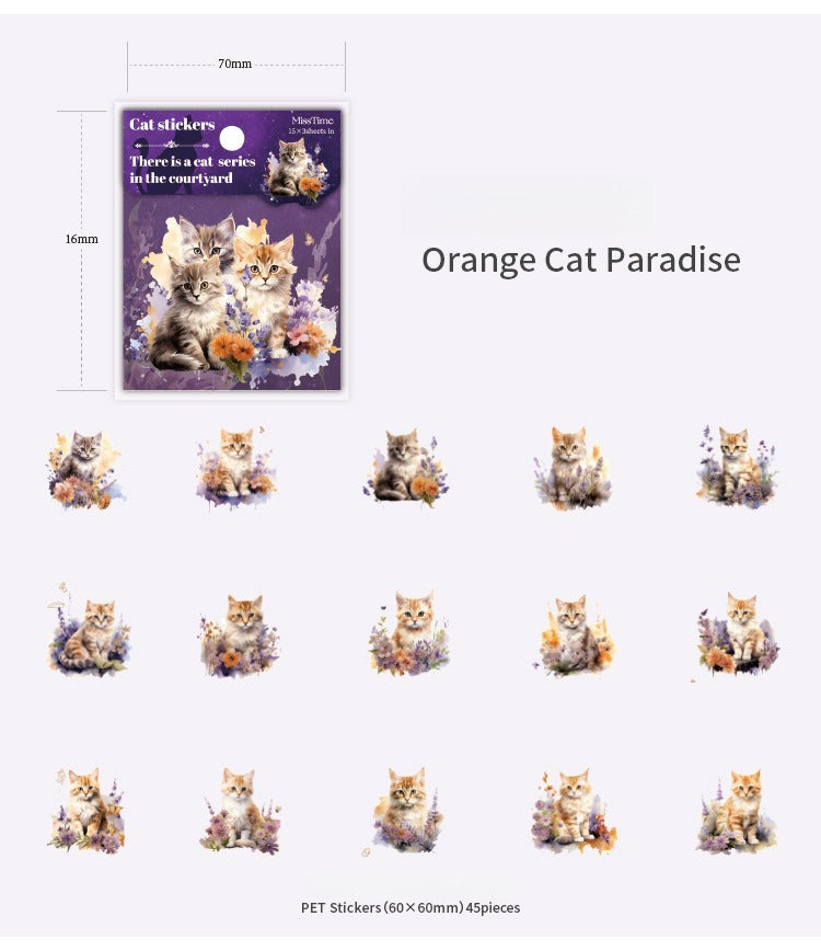 45-Piece Cat Themed Ephemera Pack – 6 Adorable Designs, Vintage Journaling & Scrapbooking Supplies