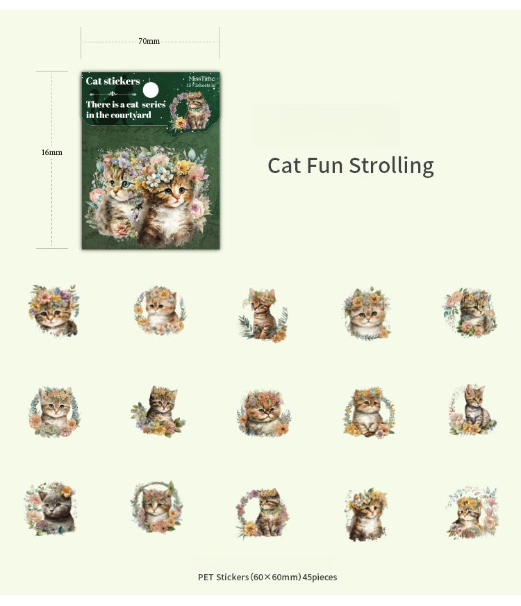 45-Piece Cat Themed Ephemera Pack – 6 Adorable Designs, Vintage Journaling & Scrapbooking Supplies