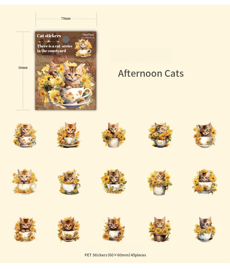 45-Piece Cat Themed Ephemera Pack – 6 Adorable Designs, Vintage Journaling & Scrapbooking Supplies