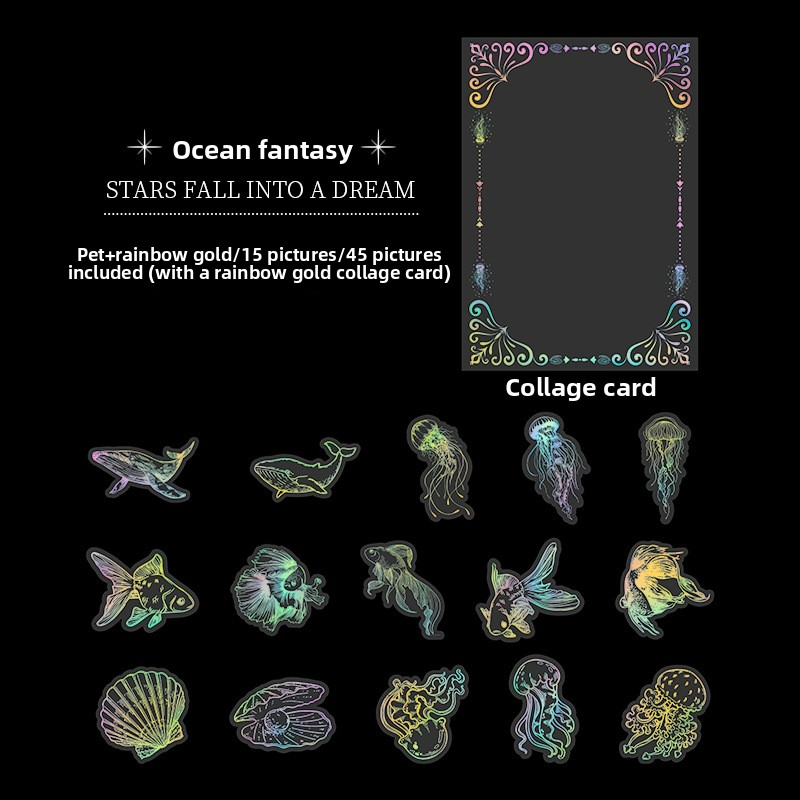 45-Piece Enchanted Forest Laser Silver Sticker Pack – Holographic Foil Journaling & Scrapbooking Supplies