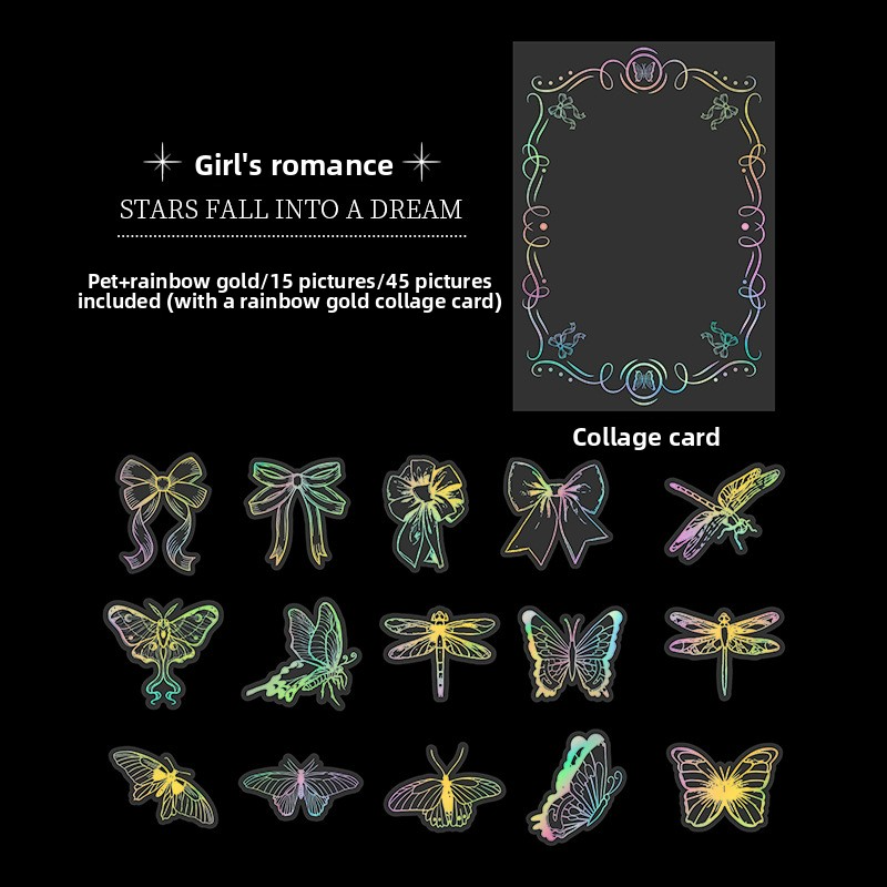 45-Piece Enchanted Forest Laser Silver Sticker Pack – Holographic Foil Journaling & Scrapbooking Supplies