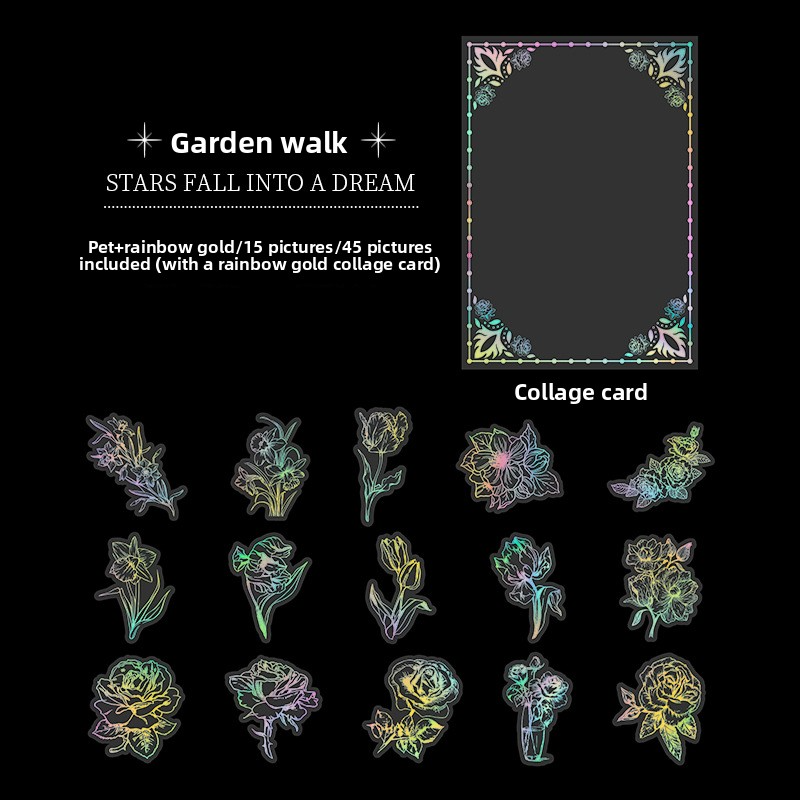 45-Piece Enchanted Forest Laser Silver Sticker Pack – Holographic Foil Journaling & Scrapbooking Supplies