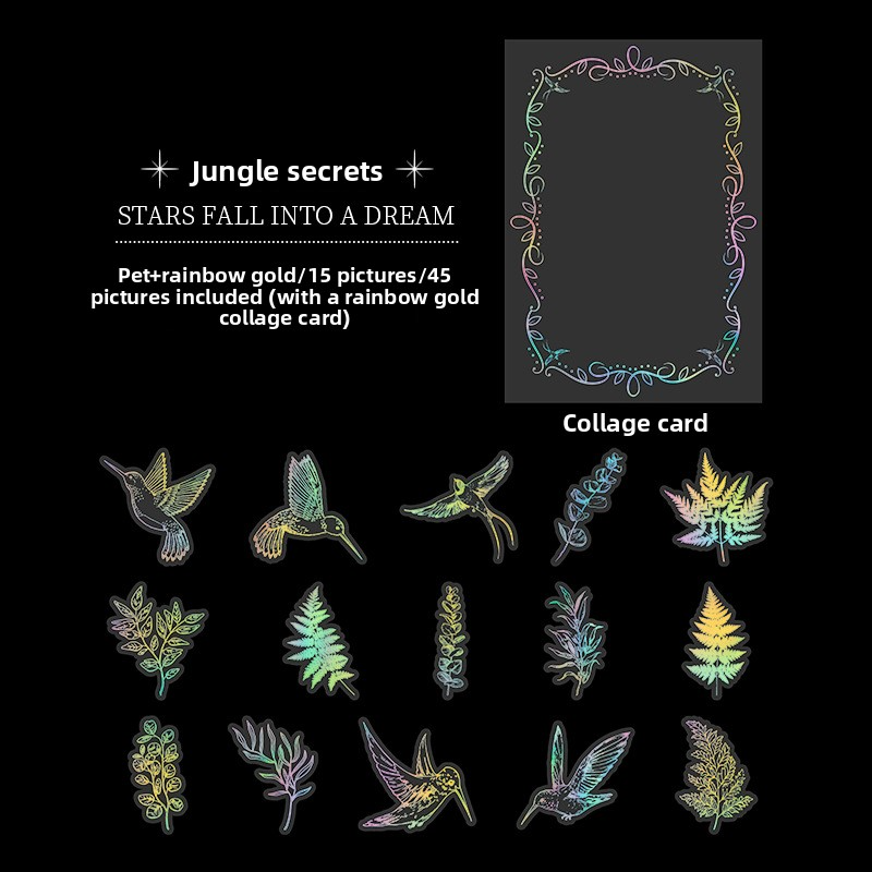 45-Piece Enchanted Forest Laser Silver Sticker Pack – Holographic Foil Journaling & Scrapbooking Supplies
