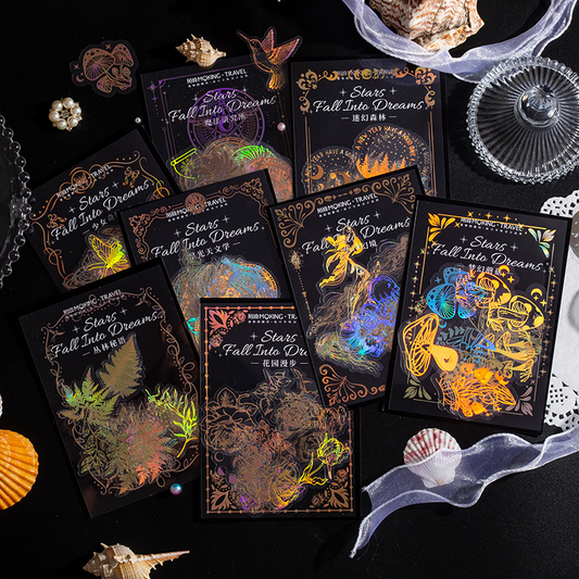 45-Piece Enchanted Forest Laser Silver Sticker Pack – Holographic Foil Journaling & Scrapbooking Supplies