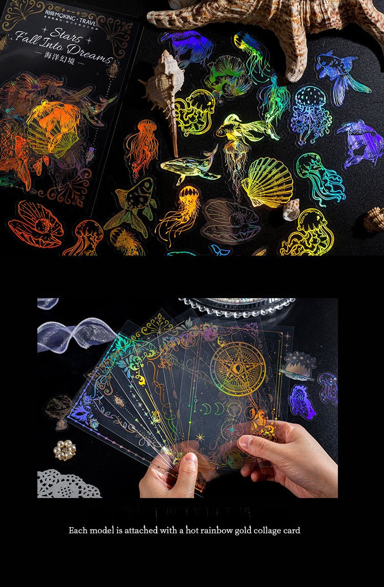 45-Piece Enchanted Forest Laser Silver Sticker Pack – Holographic Foil Journaling & Scrapbooking Supplies
