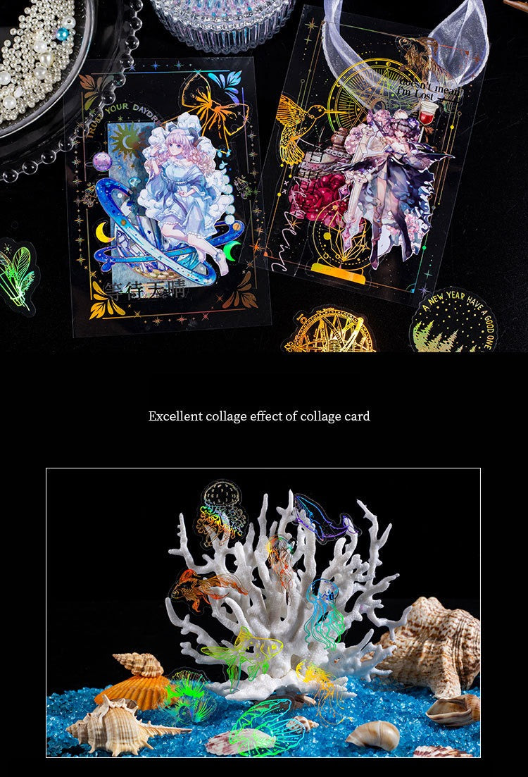 45-Piece Enchanted Forest Laser Silver Sticker Pack – Holographic Foil Journaling & Scrapbooking Supplies