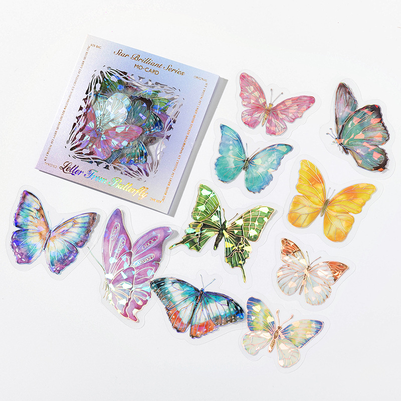 20-Piece Laser Silver Ice Crystal Sticker Pack – 6 Shimmering Designs, Holographic Journaling & Scrapbooking Supplies