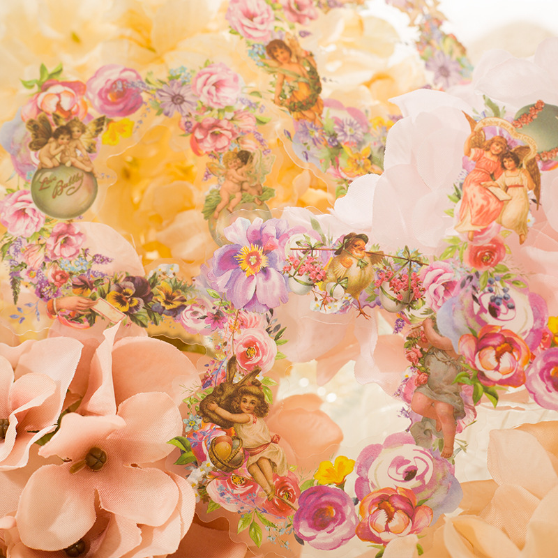 10-Piece "Dream Memory Angel" Vintage Floral Sticker Pack – 6 Botanical Designs, DIY Journaling & Scrapbooking Supplies