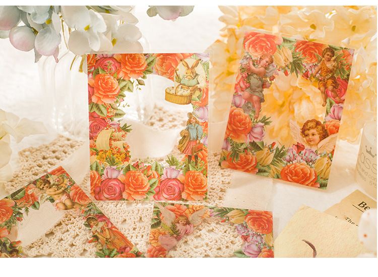 10-Piece "Dream Memory Angel" Vintage Floral Sticker Pack – 6 Botanical Designs, DIY Journaling & Scrapbooking Supplies