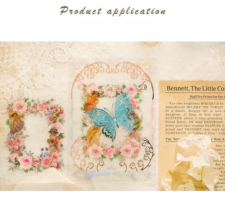 10-Piece "Dream Memory Angel" Vintage Floral Sticker Pack – 6 Botanical Designs, DIY Journaling & Scrapbooking Supplies