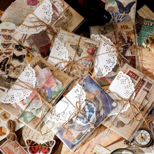 83-Piece Vintage Journaling Sticker Pack – 6 Themed Designs, Mixed Media Ephemera for Junk Journal & Scrapbooking