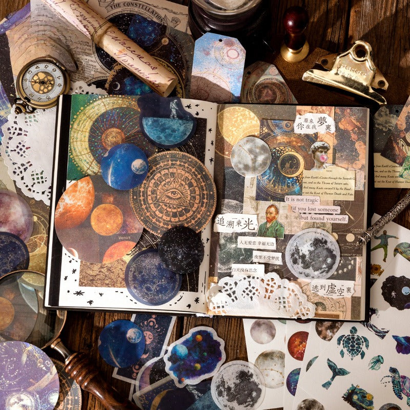 83-Piece Vintage Journaling Sticker Pack – 6 Themed Designs, Mixed Media Ephemera for Junk Journal & Scrapbooking
