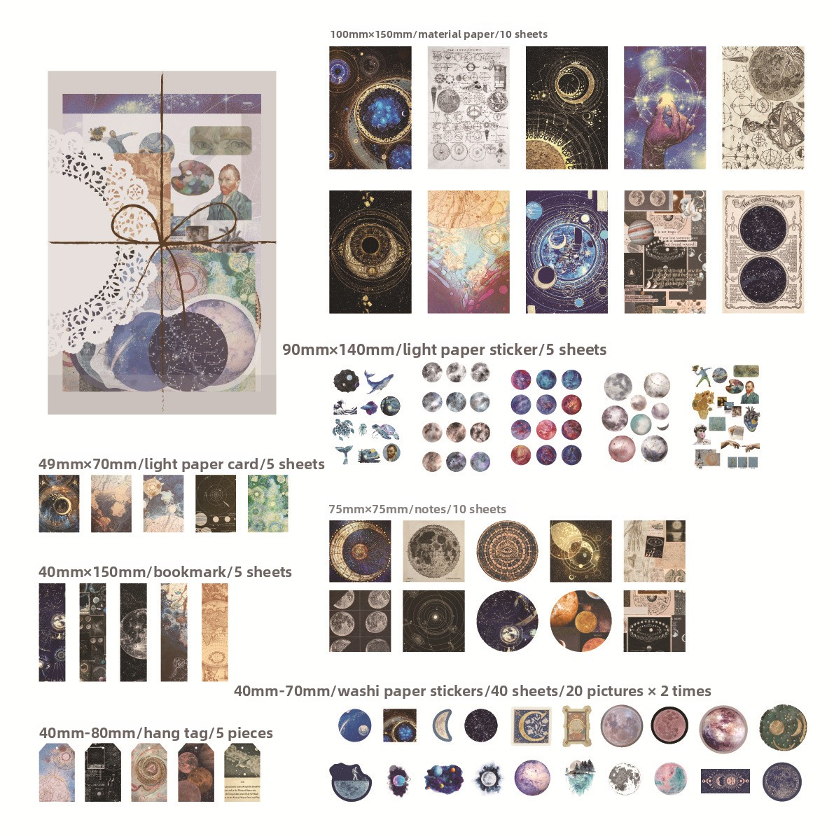 83-Piece Vintage Journaling Sticker Pack – 6 Themed Designs, Mixed Media Ephemera for Junk Journal & Scrapbooking