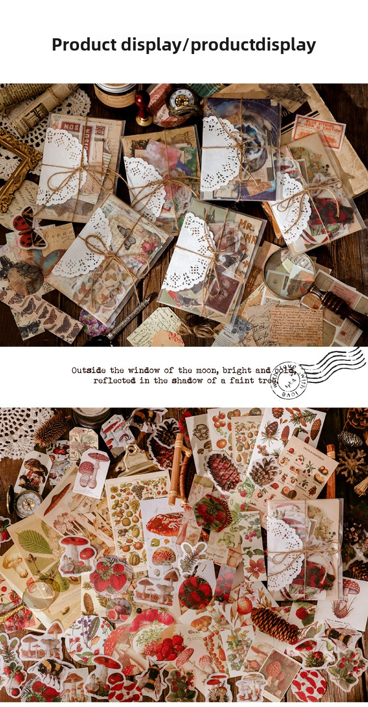 83-Piece Vintage Journaling Sticker Pack – 6 Themed Designs, Mixed Media Ephemera for Junk Journal & Scrapbooking