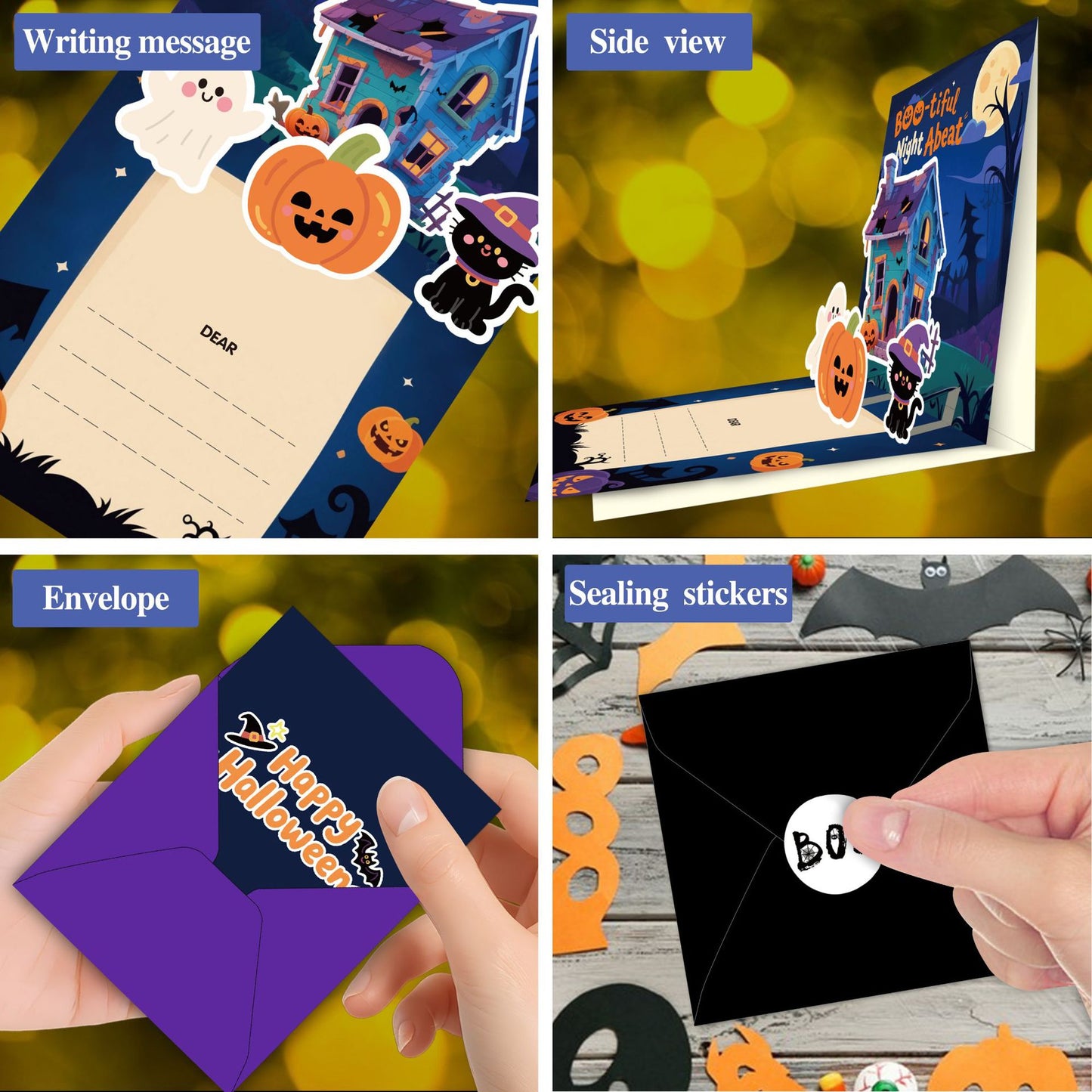 3D Pop-Up Halloween Greeting Card Set – 6-Pack Handmade Thank You Cards with Spooky Surprises, Laser-Cut Paper Art Keepsake