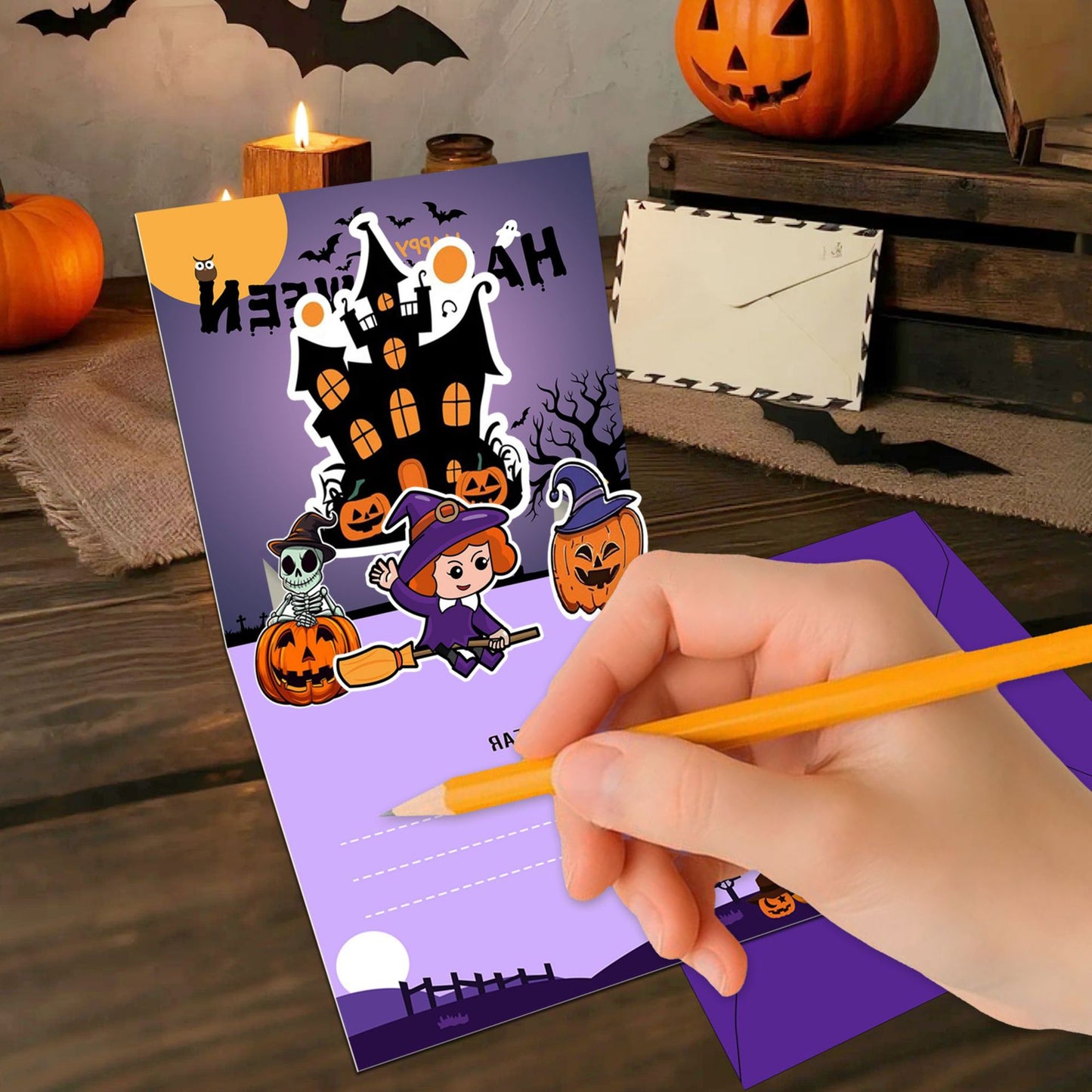 3D Pop-Up Halloween Greeting Card Set – 6-Pack Handmade Thank You Cards with Spooky Surprises, Laser-Cut Paper Art Keepsake