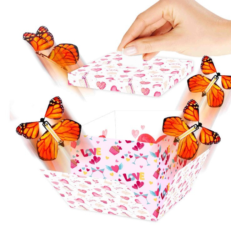 3D Explosion Gift Box with Flying Butterflies – Surprise Cake & Candy Pop-Up Box, Reusable Butterfly Party Favor for Birthday, Wedding & All Celebrations