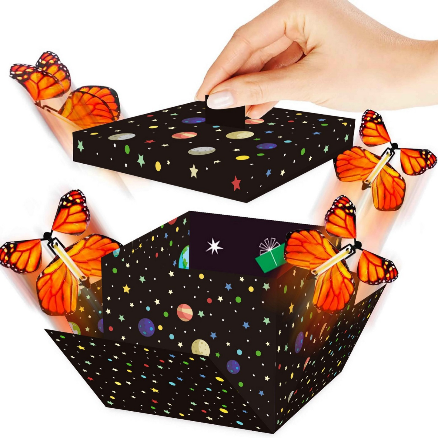 3D Explosion Gift Box with Flying Butterflies – Surprise Cake & Candy Pop-Up Box, Reusable Butterfly Party Favor for Birthday, Wedding & All Celebrations